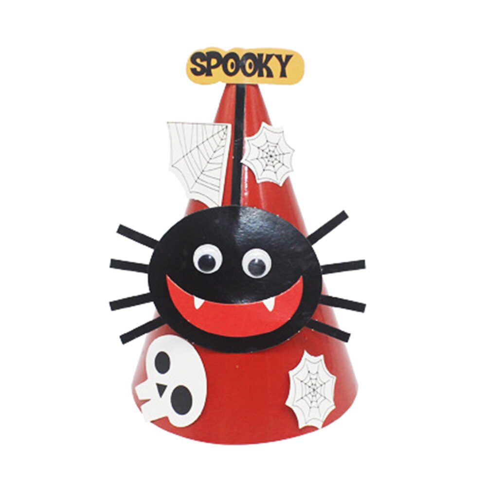 Kids Halloween Witch Bat Pumpkin-Vampire DIY Beanie Hat Paper Craft Party Decor Help exercise children's hands-on ability.DIYHat: Spider