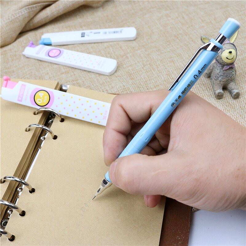 Godteri farge 0.4mm automatisk blyant hb mekanisk blyant påfyll veldig fin linje blyant student maleri skrivemateriell