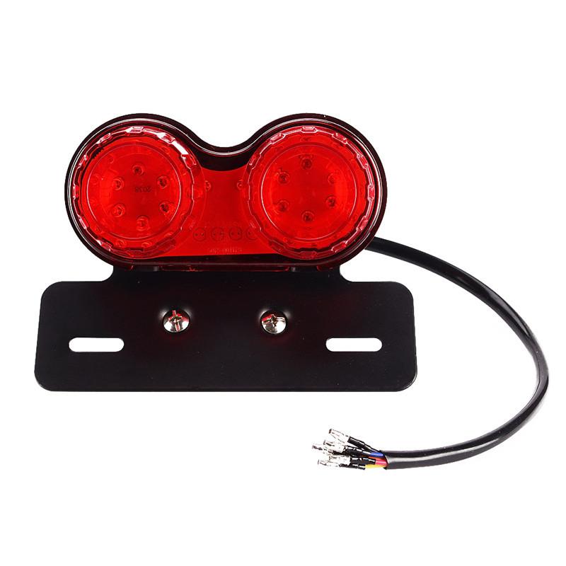 Universal twin dual motorcykel baglygte baglygte led motorcykel baglygte blinklys bremse nummerpladeholder lys: Rød skal
