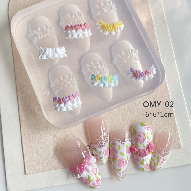 TSZS 1pc jupe mignonne dentelle sur les ongles silicone coeur arcs ruban 3D moule à ongles décorations d'art d'ongle Silicone beurre produits pour ongles: BLEU CIEL