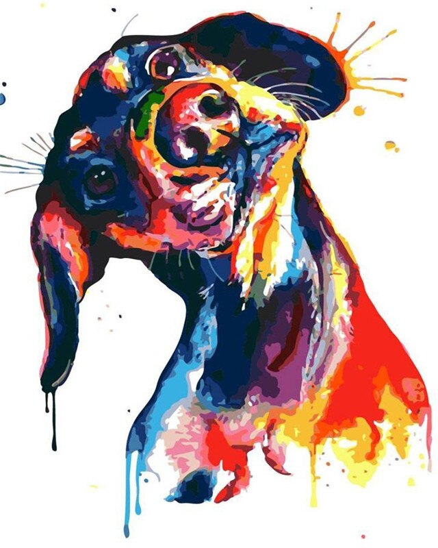 AZQSD-Kit de pintura de lienzo con números DIY, perro, único, sin marco, pintura acrílica, colorear por números, decoración de animales para el hogar: SZGD1-8111