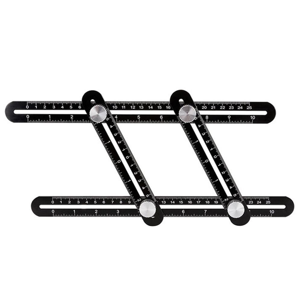 Practical Metal 4 Folding Ruler Builders Drawing Measure Angle Four-Sided Protractors Forms Template Tools Protractor: B