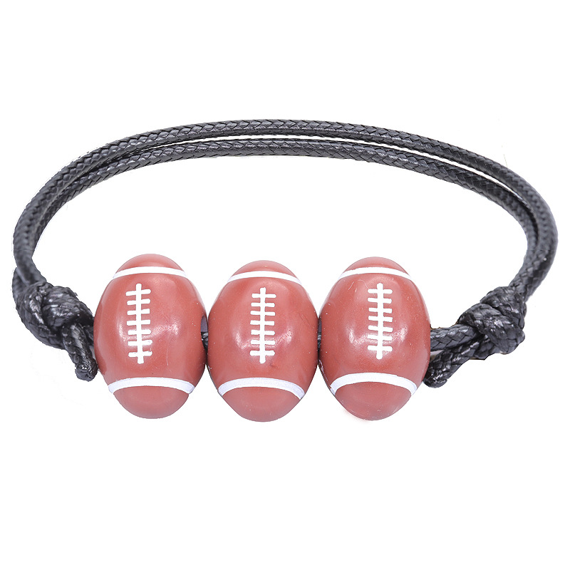 Nueva pulsera de béisbol de baloncesto, línea de cera tejida, pulsera de tenis y Rugby, joyería deportiva para niños y niñas BR1001: VERMEIL
