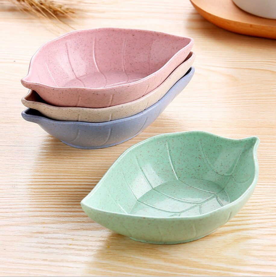 Assiettes à assaisonnement en forme de feuille, assiette à Sauce, vinaigre saveur de sel, blé fournitures de cuisine polyvalentes petit déjeuner 1 pièce
