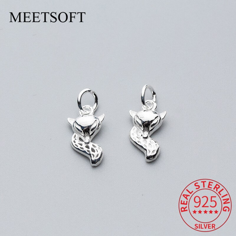 Meetsoft Leuke 925 Sterling Zilveren Dieren Fox Hollow Bedels Voor Diy Handgemaakte Fijne Sieraden Ketting Armband Chic Accessoire