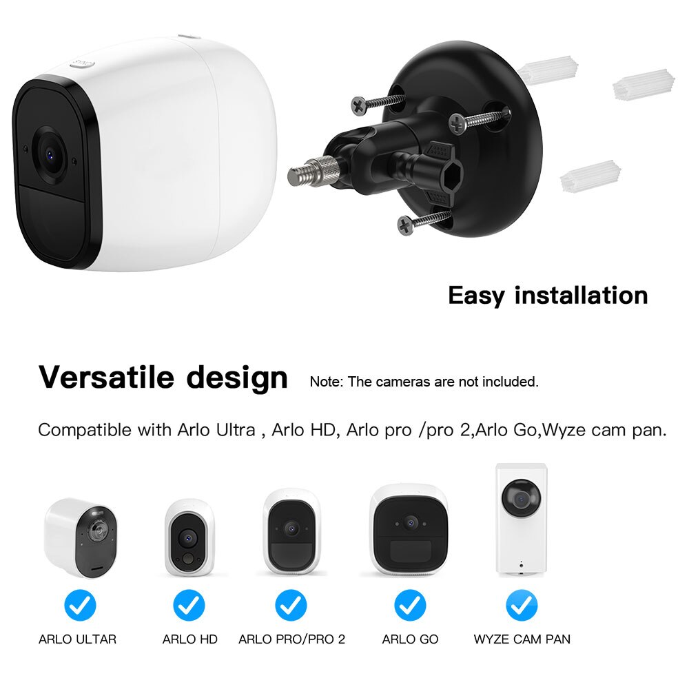 Ajustable de montaje en pared para ARLO/HD/ARLO PRO/ARLO PRO2/ARLO IR/ARLO ULTRA/WYZE CAM PAN Cámara soporte de montaje interior al aire libre