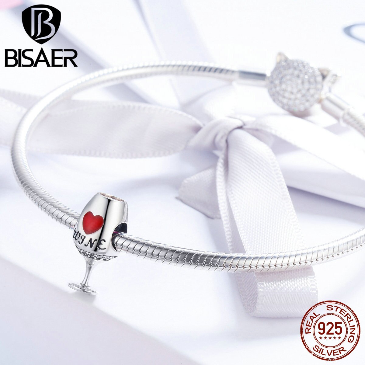 Echt 925 Sterling Silber Wein Tasse Charme Weinglas Winebowl Charme Perlen Fit für Frauen Armbänder & Armreifen Schmuck, Der ECC788