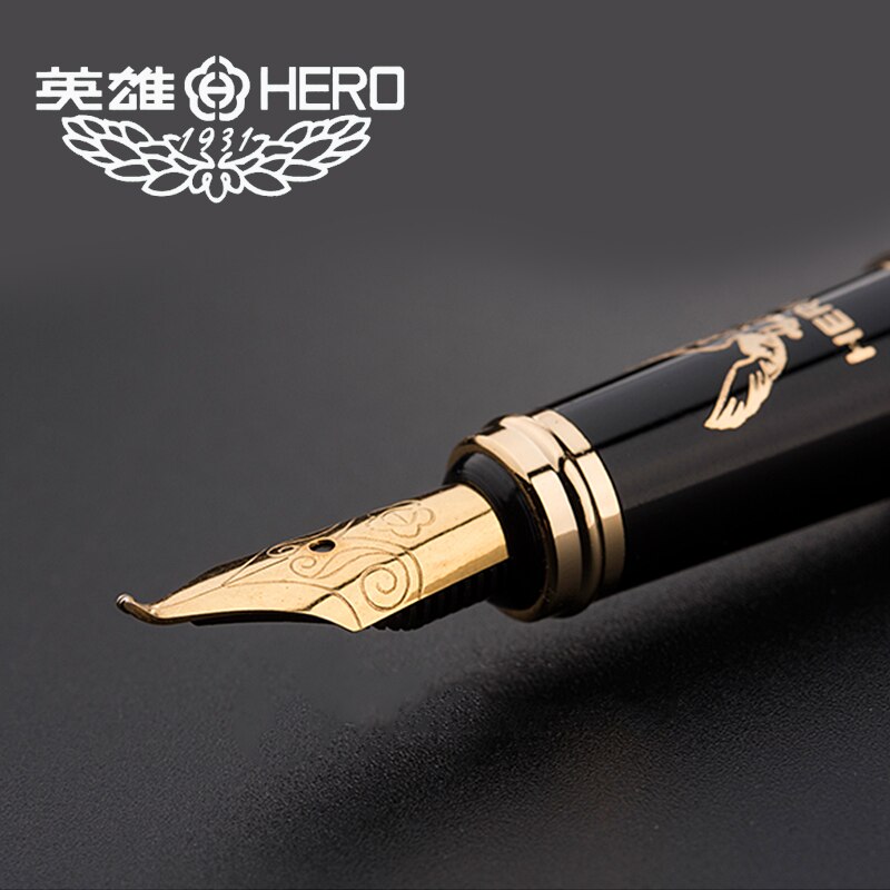 Hero  h78 fyldepen high-end udskæring eagle business sort kalligrafi blæk pen 0.5mm /1.0mm og original æske: 1mm nib