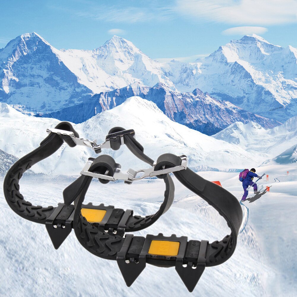 1 Paar Sneeuw Ijs Klimmen Antislip Spikes Grips Stijgijzers Schoenplaten 5-Stud Schoenen Covers Voor Outdoor Klimmen wandelen Sport Maat M
