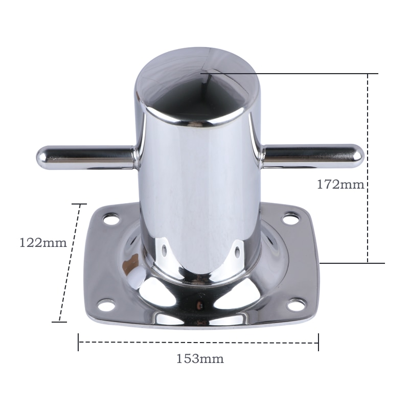 Accesorios de piezas de barco 316 Acero inoxidable 8 "bolardo de una sola cruz con la placa base amarre Cleat Marine