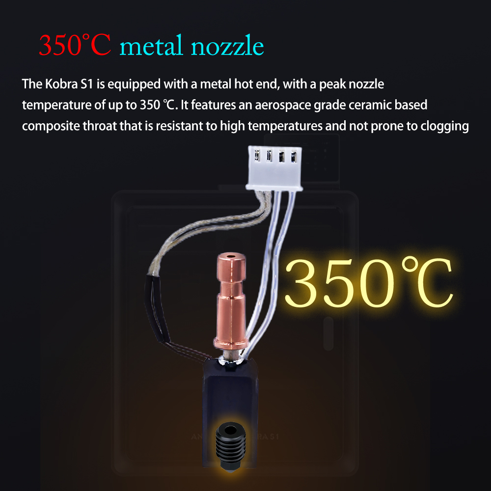 Für Anycubic Kobra S1 Hotend Keramik Neues Upgrade Hotend für Kobra S1 Combo Head S1C 3D-Drucker 24V 48W 200K Schnelle Erwärmung 300 ℃