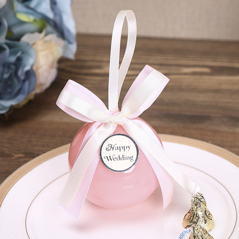 20 st/lot plastboll godislåda rosa förpackningslåda plastpåse baby shower pojke bröllopslådor födelsedagsfest tillbehör
