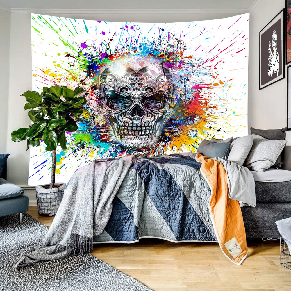 ¡Novedad de ! Alfombra colgante para pared de Halloween, tela decorativa con estampado de Calavera, tapiz para pared del hogar, funda para decoración del hogar de 95x73cm: 4