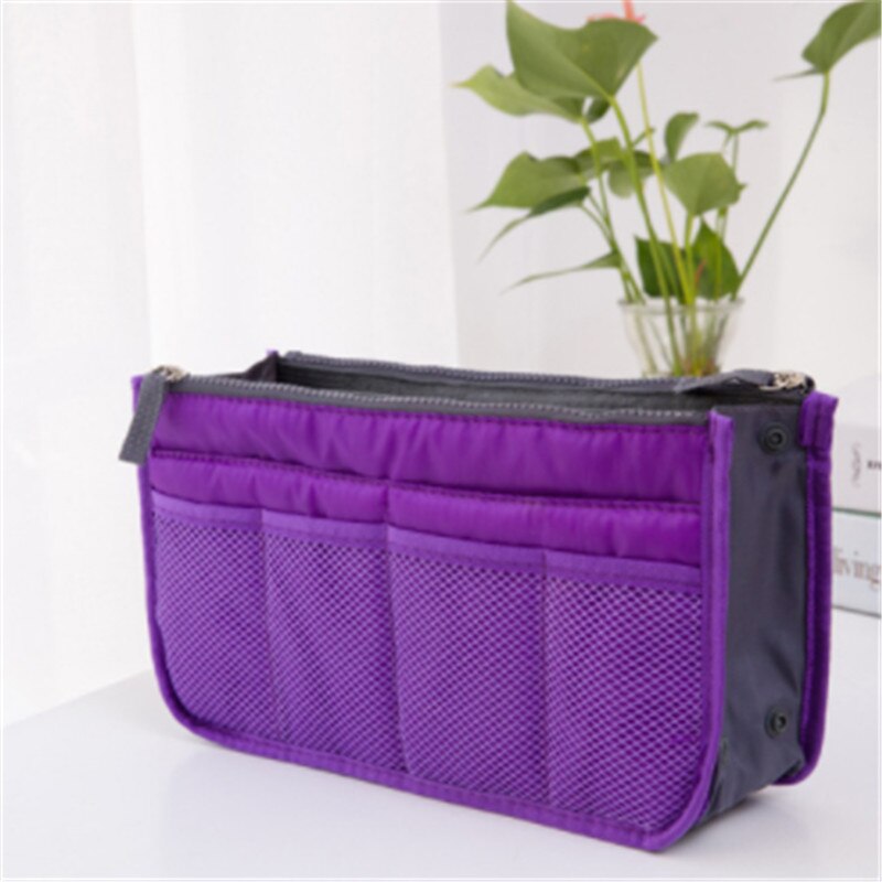 1 unidad grande de viaje bolsa de cosméticos bolsas de maquillaje de Nylon impermeable bolsa de cosméticos de viaje organizador estuche necessarios bolsa de aseo: purple