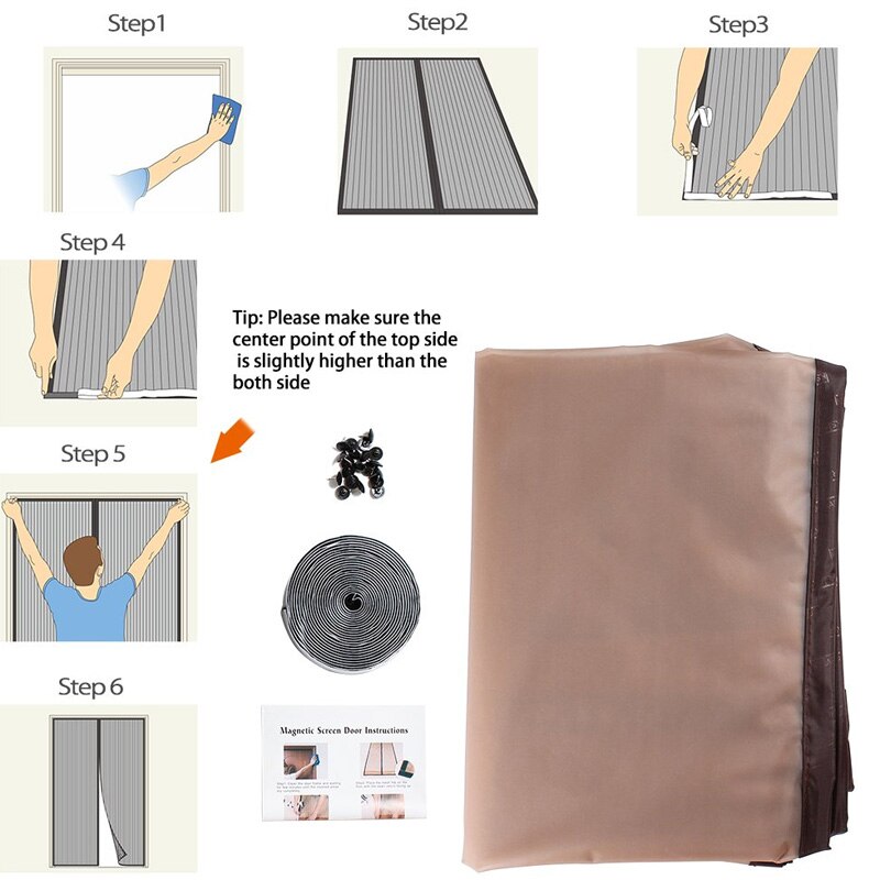 Magnetic Door Curtain Temporary Door Cover Anti Mosquito Walk Through Freely for Summer can CSV