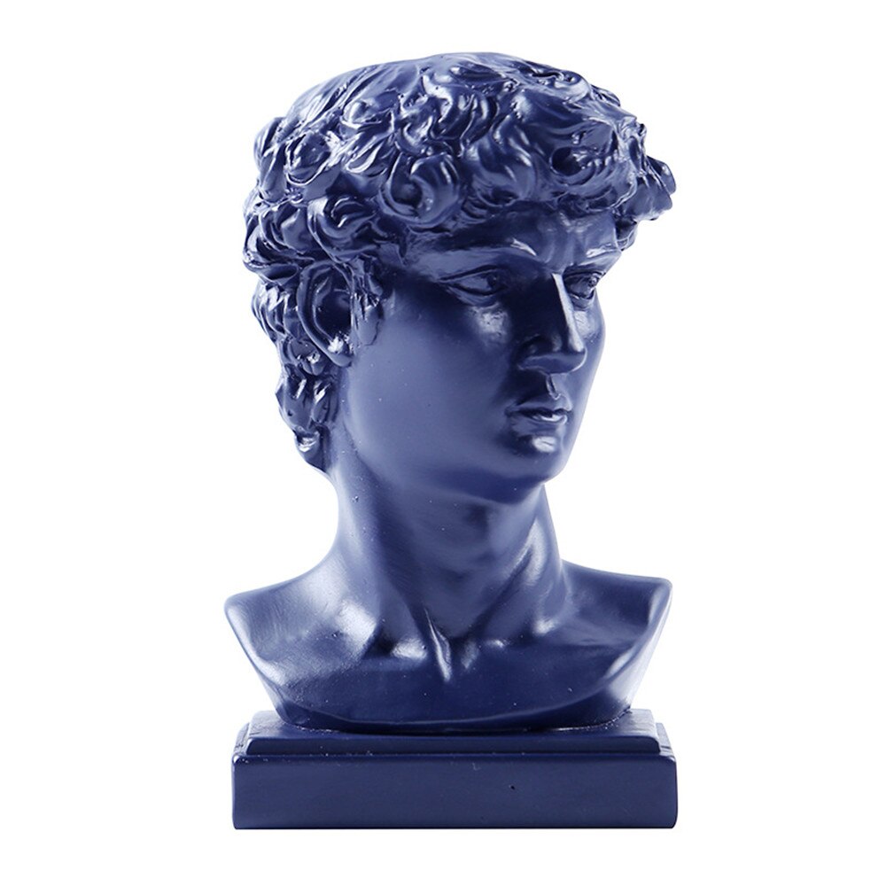 European Style Statue Of David Resin Toothpick Holder Toothpick Box Pen Holder Storage Box Desktop Decoration C: Blue
