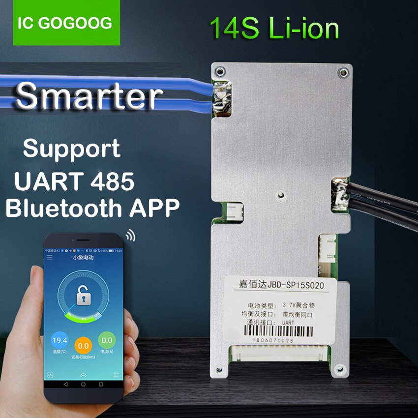 14 S Li-Ion Lithium Batterij Bescherming Boord Telefoon Bluetooth APP UART 485 Dual Communicatie PC Monitor 48 V Smart BMS 30A 40A 60A