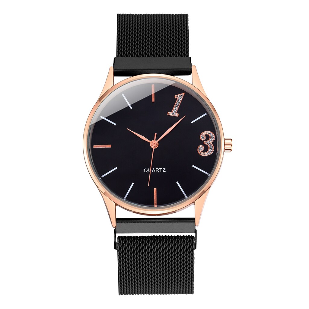 Relógio de pulso com fivela magnética, relógio fashion para amantes com design exclusivo, feminino e masculino, casual, presente de dia dos namorados: black big