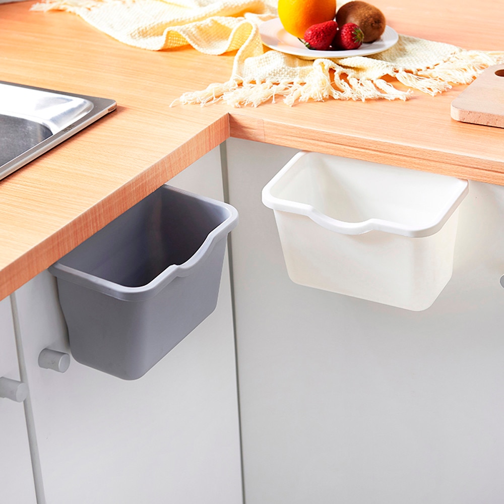 Rubbish Container Waste Bins Kitchen Cabinet Door Hanging Trash Garbage Bin Can Rubbish Container Desktop Storage Case