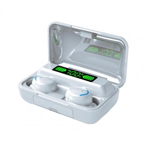 F9-5 trådløse hovedtelefoner digitalt display touch kontrol bluetooth 5.0 støjreduktion tws in-ear øretelefoner til smartphone ios android: Hvid