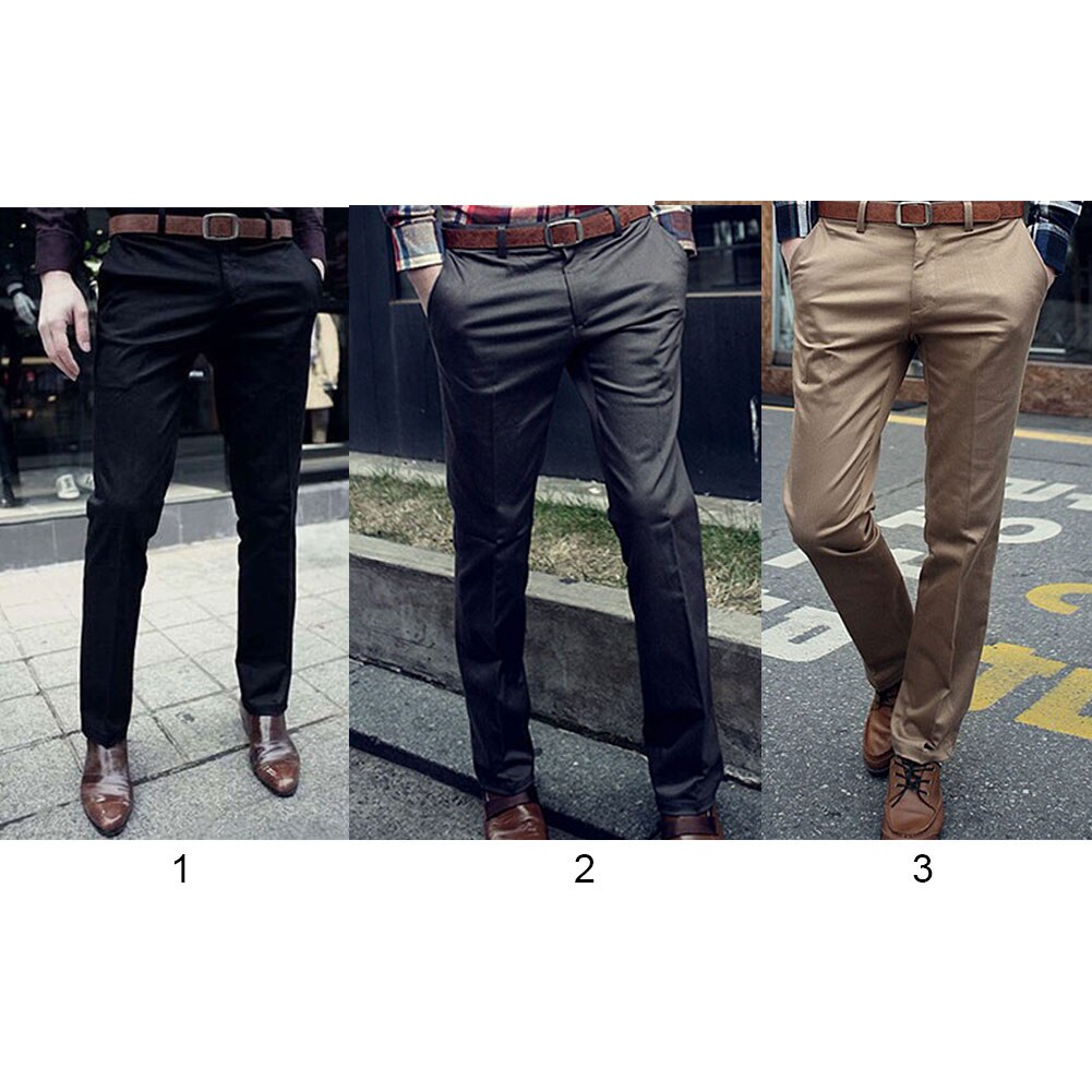 Mode Mannen Broek Casual Slim Fit Broek Heren Koreaanse Stijlvolle Effen Broek Vlakke Voorzijde Broek Broek