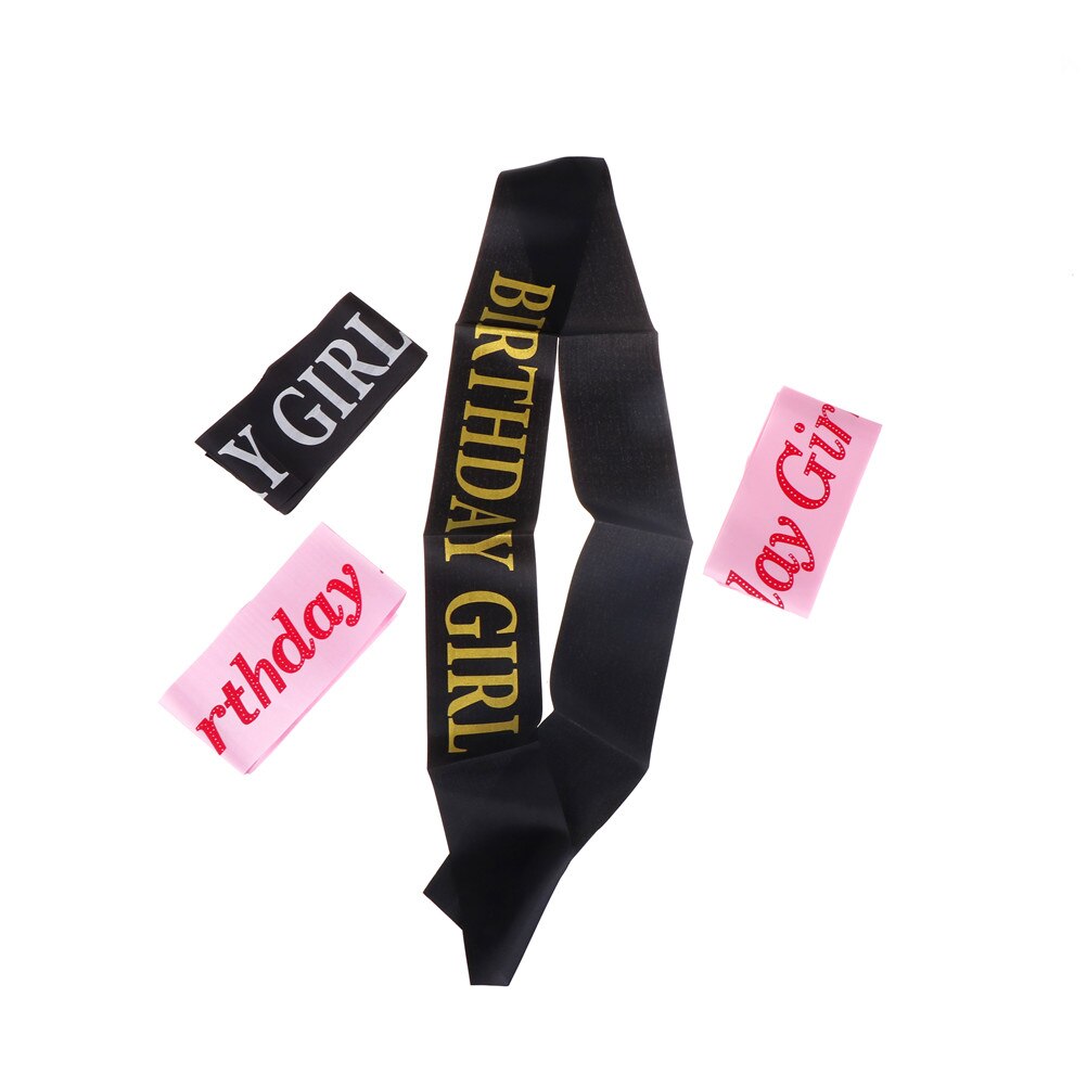 Cinta rosa de cumpleaños, 1 Uds., cintas negras de princesa para mujeres y niñas, accesorios para de feliz cumpleaños,