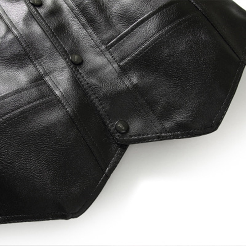 Höstmärke plus size svart pu-läderväst herr fleecefodrade varma jackor ärmlös kappa vinterläderväst