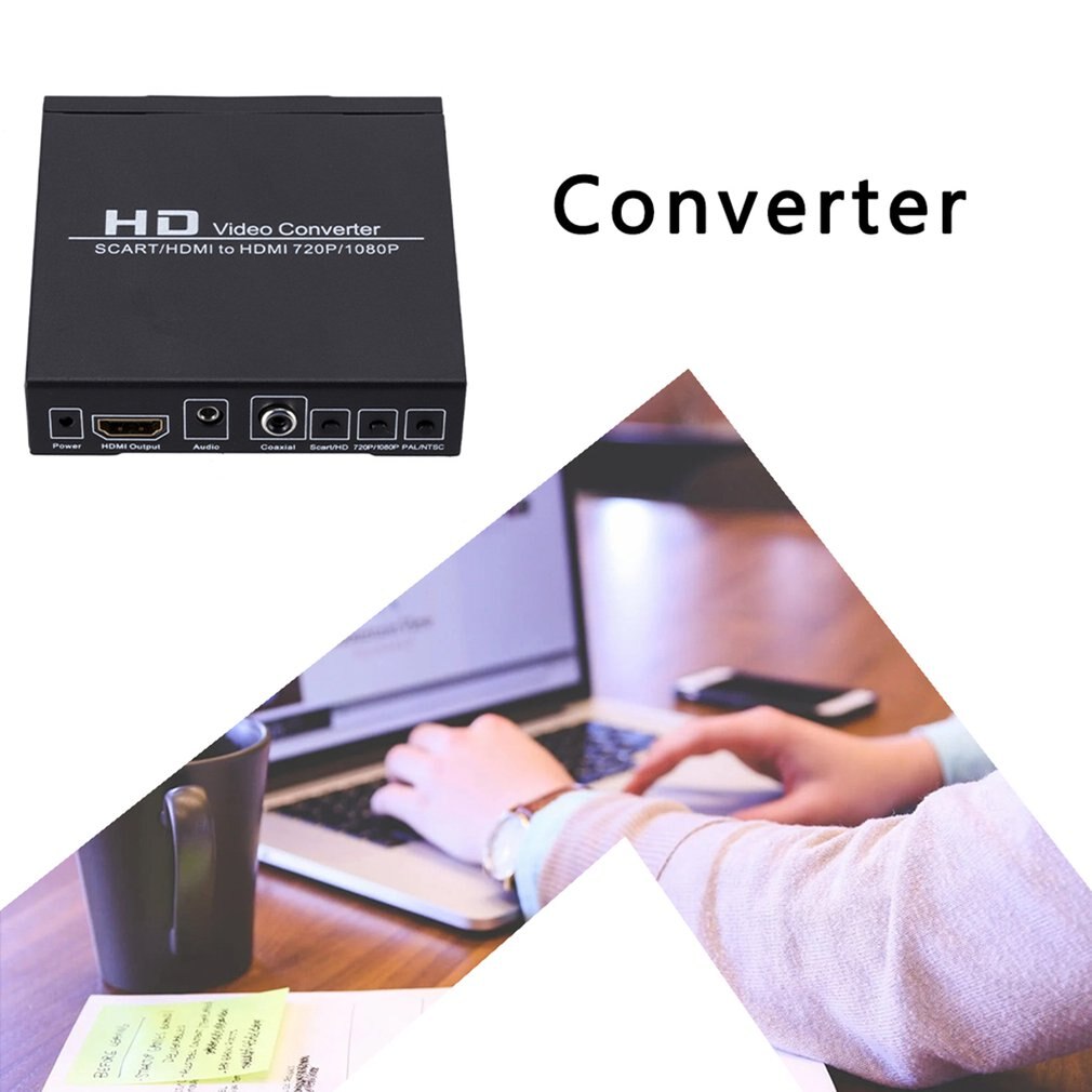 Scart/hdmi til hdmi converter 720p 1080p hd video converter monitor boks til stb hdtv dvd plug and play