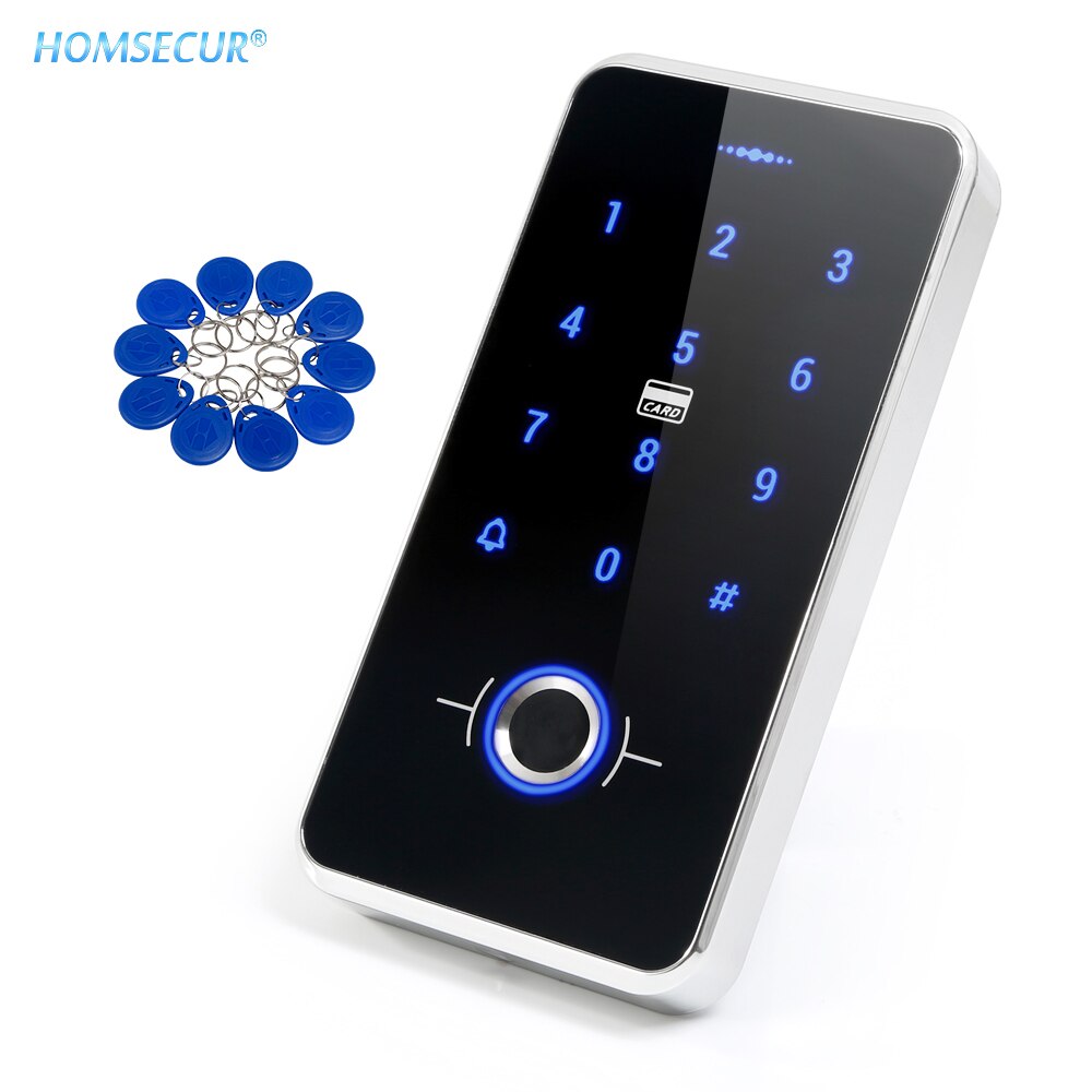 HOMSECUR IP67 Fully-potted Waterproof Door Access Control System IC Keypad 13.56MHz with Fingerprint Access+Wiegand 26 Output: 1xBasic Kit