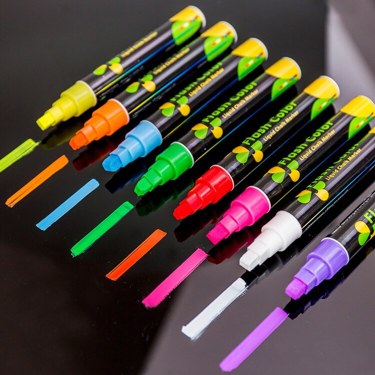 1Pc Creatieve Flash Kleur Uitwisbare Markeerstift Voor Fluorescerende Plaat Pennen Creatieve Vloeibare Krijt Marker Koreaanse Briefpapier