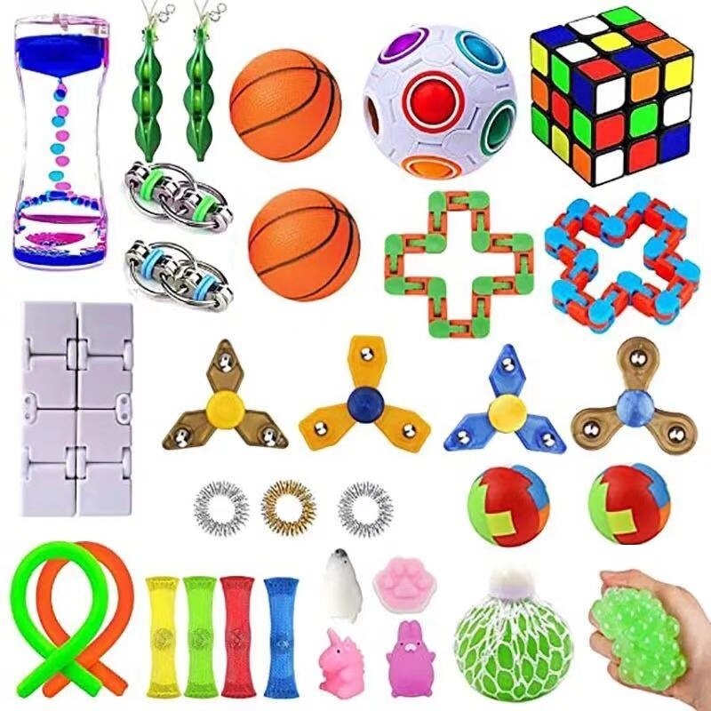 24 Pack Zappeln Sensorischen Spielzeug Set Stress Relief Spielzeug Autismus Angst Relief Stress Pop Blase Zappeln Sensorischen Spielzeug für Kinder erwachsene: 32PSC