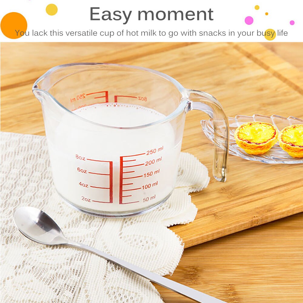 250/500/1000ML Glass Measuring Cup Jug Pour Spout Surface Kitchen Tool Supplies Cup With Graduated Kitchen