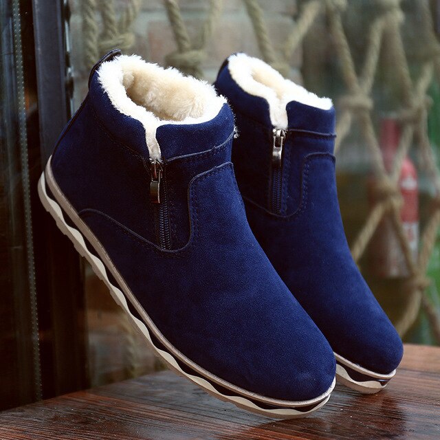 thermische antislip comfort laarzen, heren casual zip-keten mannen schoenen, studenten plus katoenen schoenen: Blauw / 43