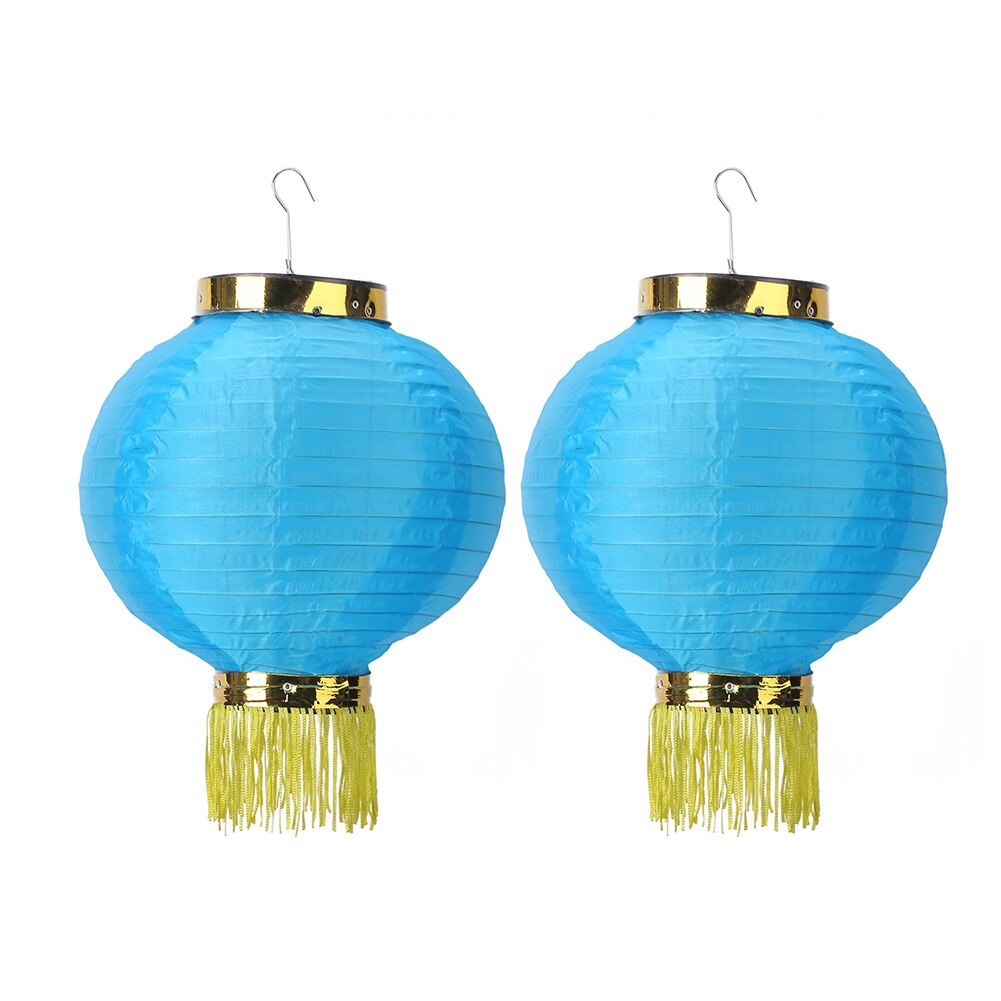 2 Stuks Ronde Lantaarn Chinese Licht Ballen Voor Bruiloft Verjaardag Decor Ambachtelijke Diy Opknoping Lantaarn Jaar Party decor: Blue 2pcs 35cm