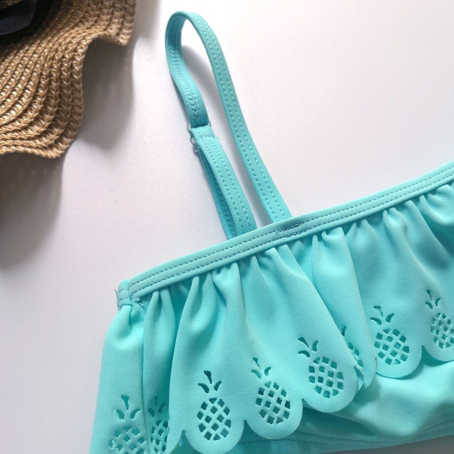 7-14 år pige badedragt børn teenage pige bikini sæt ananas udhulet todelt børns badetøj flæse pige badedragt
