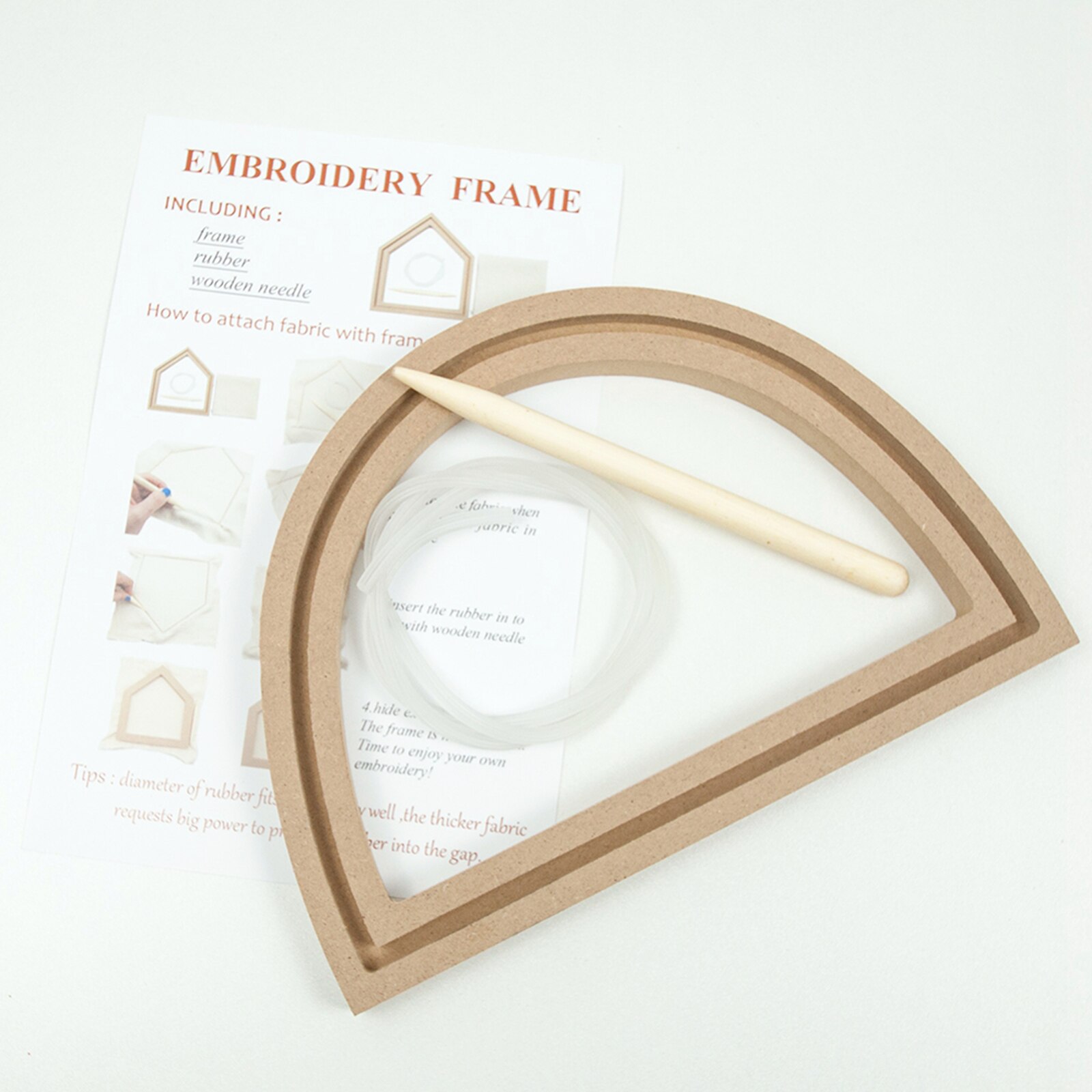 Embroidery Wood Frame Circle Hoop Cross Stitch Craft Rack Handmade Sewing Kit: semicircle shape