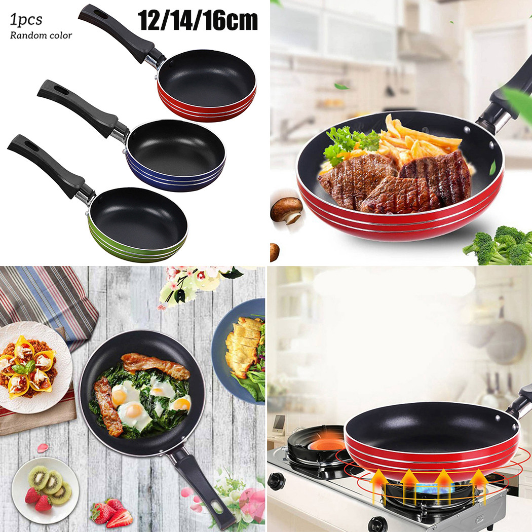 Mini poêle à frire antiadhésive en acier, 12cm/14cm/16cm, casserole de couleur aléatoire pour ustensiles de cuisine, ustensiles de cuisine