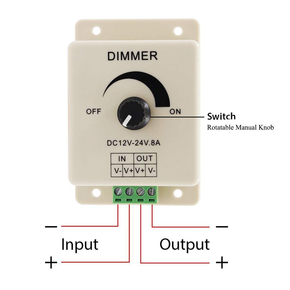 Black LED Dimmer DC 12V 24V 30A 8A Adjustable Brightness Dimmer Controller Switch For Lamp Bulb Strip Driver Single Color Light