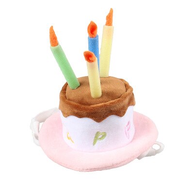 Hund fødselsdag kasket hat med kage lys fest kostume kat hovedbeklædning frugt kæledyr hat: Lyserød lyserød / L