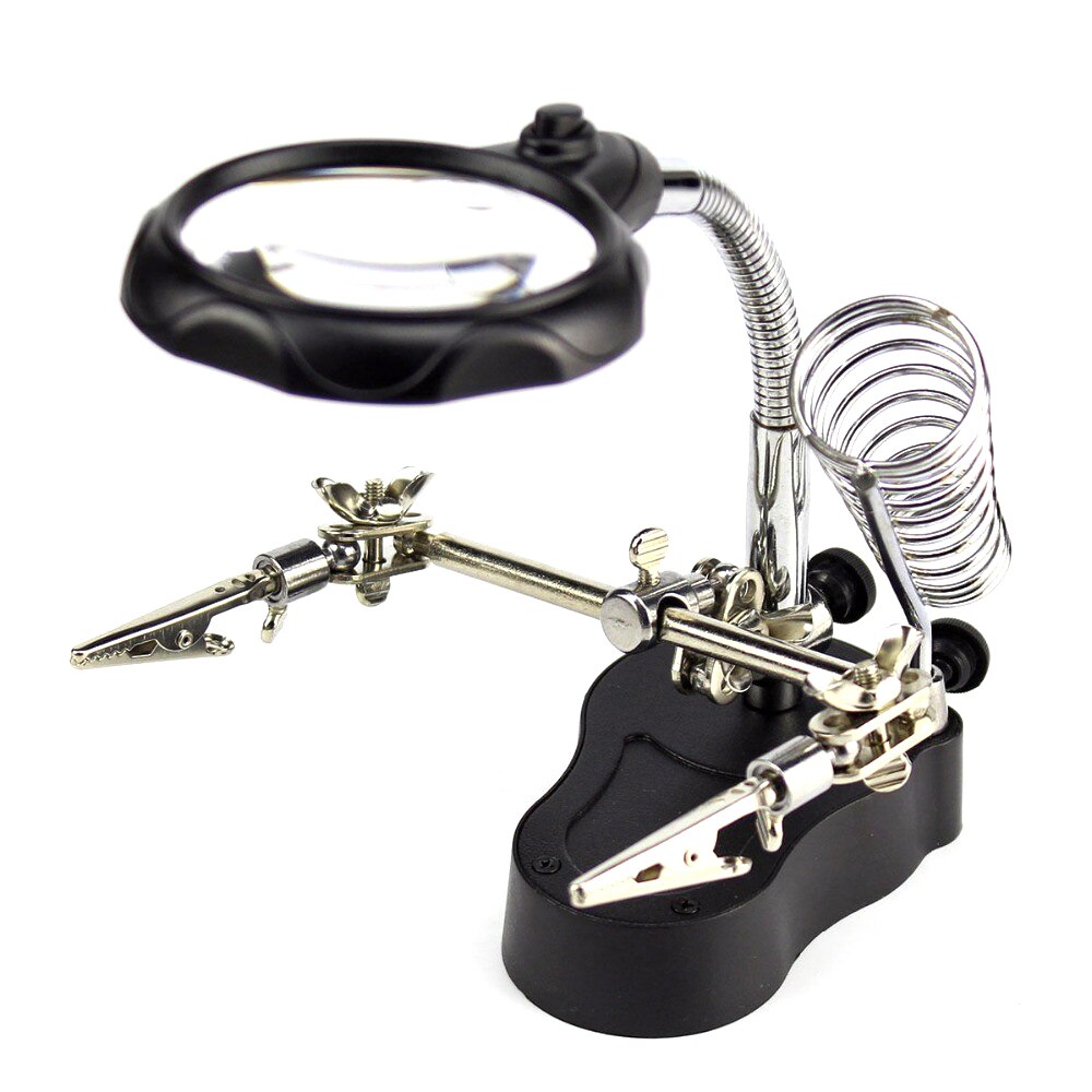 Welding Magnifying Glass Clamp 5 LED Auxiliary Clip Magnifier Hand Soldering Solder Iron Stand Holder Station: TE-801