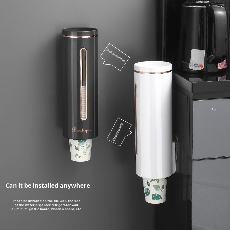 Paper Cup Dispenser Holder Automatic Disposable Cup Storage Rack Wall Mounted Cup Holder Organizer Water Dispenser Cups Stand