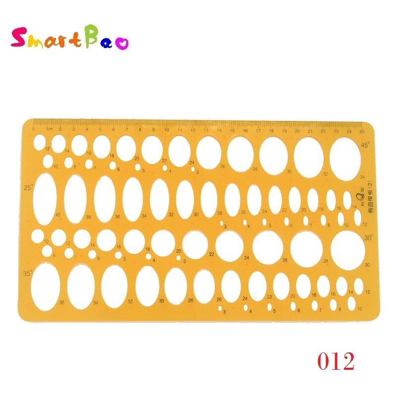25cm Ellipse Oval Stencil Template Art Drawing Aid Tool Including 25 30 35 45 Degree School Math Ruler