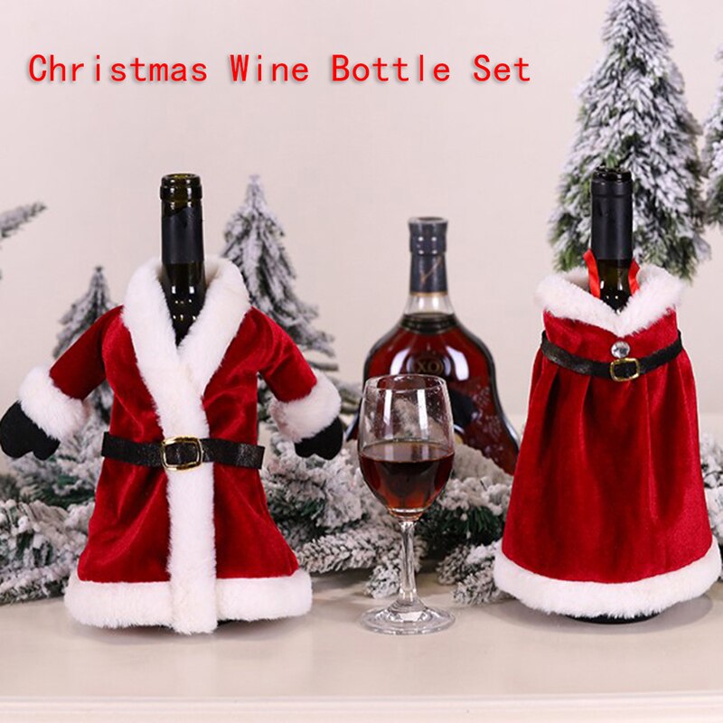 Moda świąteczny pokrowiec na butelkę wina czerwony zestaw robić wina sukienka spódnica dekoracje czerwona torba na wino