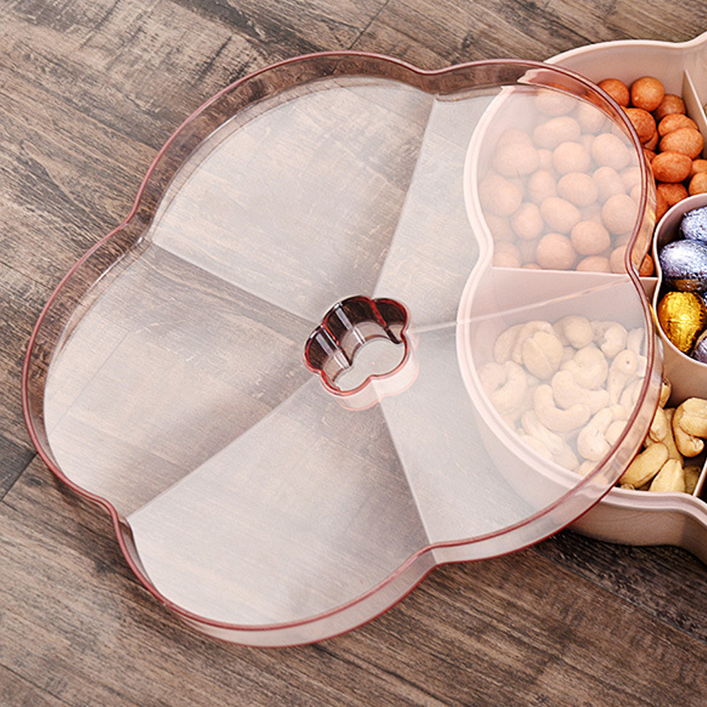 Flower Shape Snack Serving Tray Snacks Storage Box With Lid For Nut Candy Dried Fruit Can Be Placed Separately To Avoid Mixing
