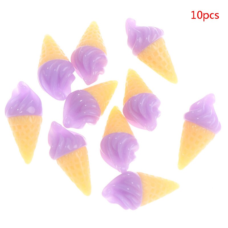 10 Uds. De conos de helado de resina en miniatura, suministros DIY, accesorios, juguetes para juego de imitación: PP