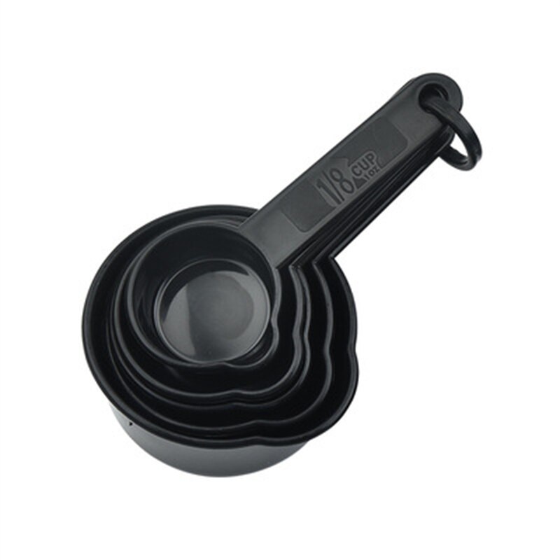 5/10/11pcs Multifunction Purpose Coffee Sugar Spoons Cup Measuring Tools PP Baking Accessories Plastic Handle Kitchen Gadgets: black-5pcs-cup