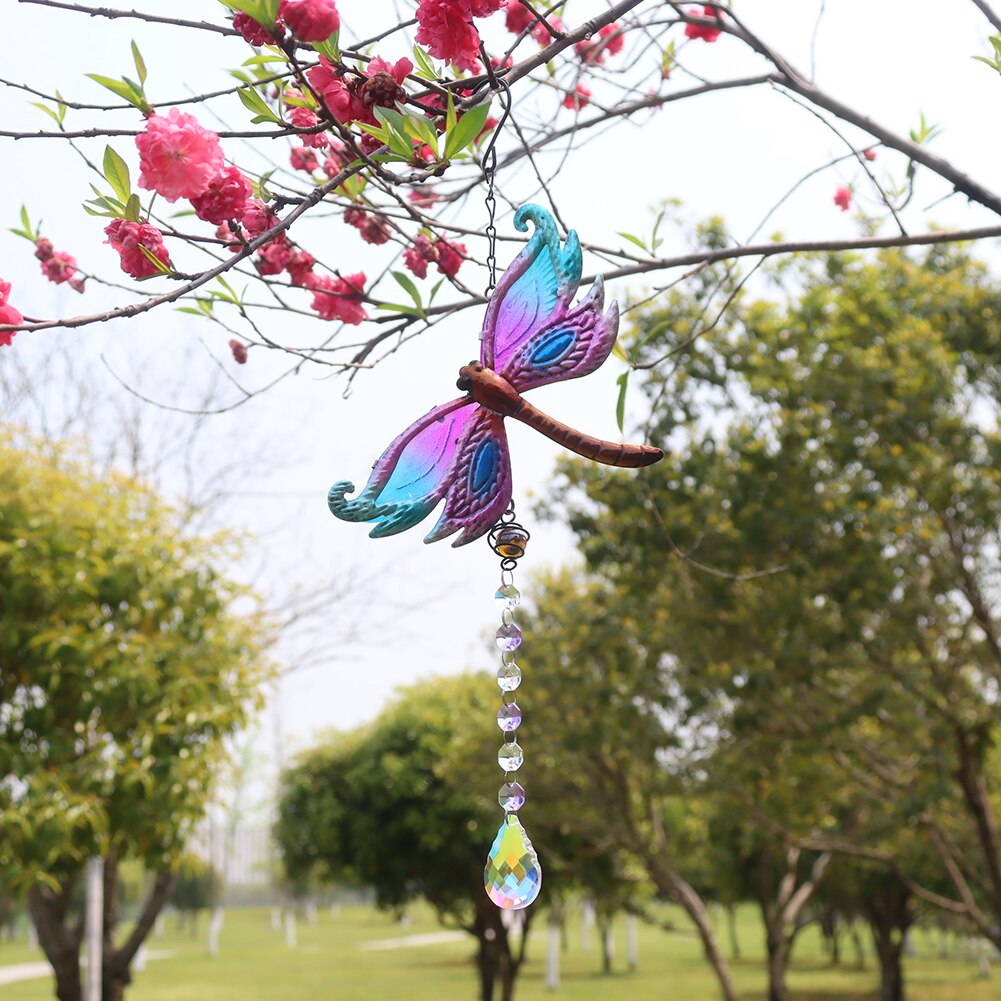 Ważka kryształ ptak wisiorek kolorowe koraliki wiszące spadek na zewnątrz kryty ogród okno żyrandol ślubny wystrój