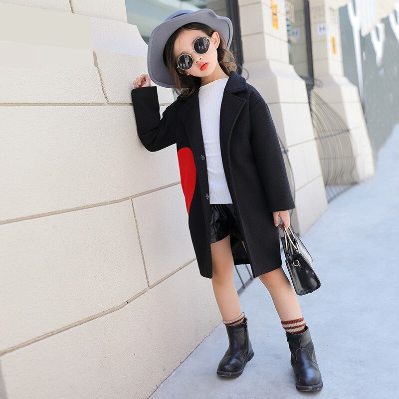 Meisjes winterjas dikker kinderen wollen jas kinderen trend peuter liefdeshart bovenkleding peuterkleding ,4-12y,#2397