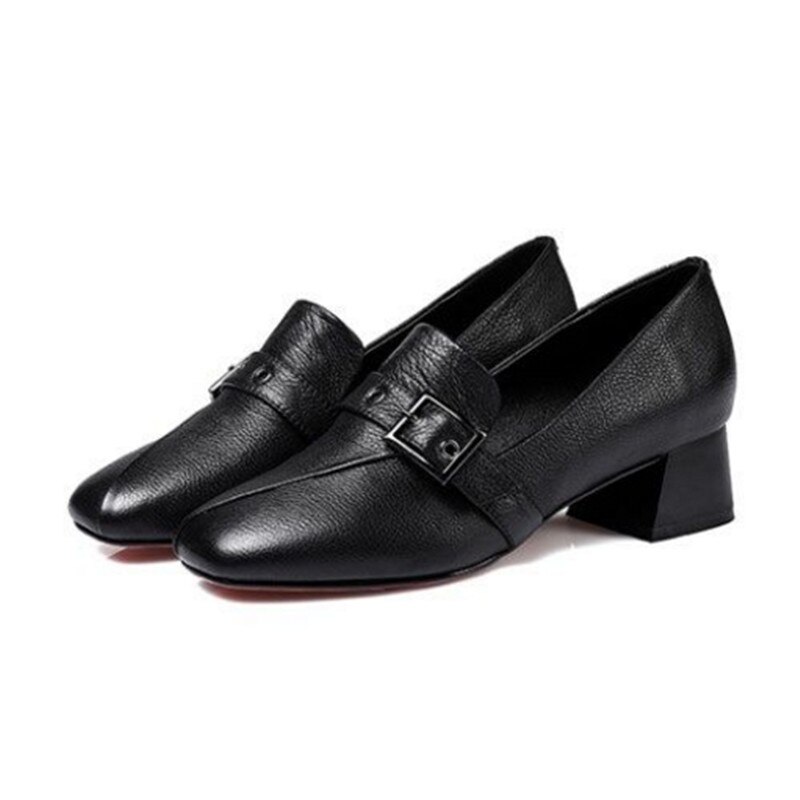 Zapatos de tacón cuadrado cresfimix de piel sintética verde militar para mujer, para oficina, clásicos, cómodos, negros ,  a6033: A / 5