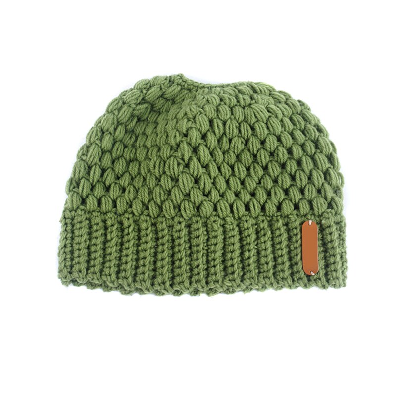 Knit Ponytail Beanie Knit Beanie Tail Hat Winter Hat for Women Adult Bundle Hair Tie AC889: green